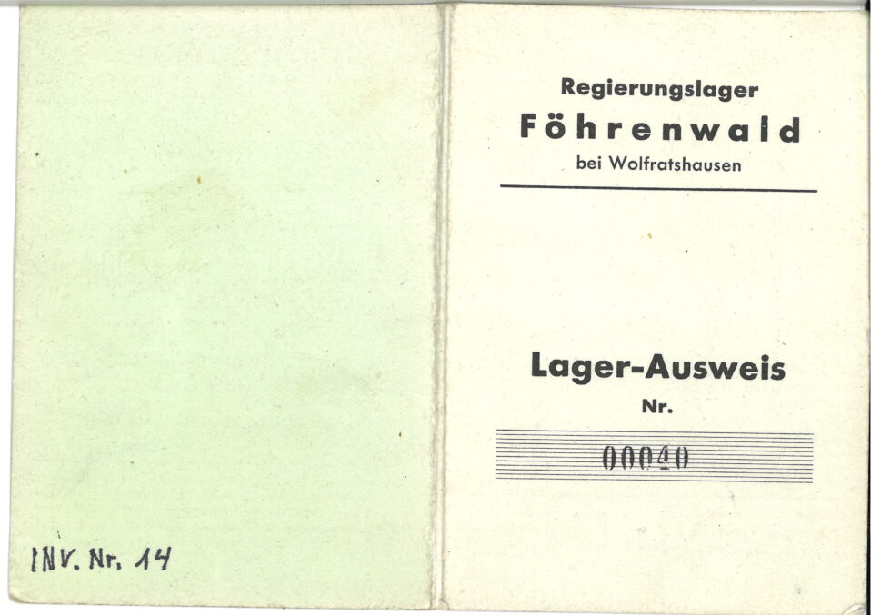Lagerausweis der deutschen Verwaltung ab 1951 von Chana Ben, geb. Schleid